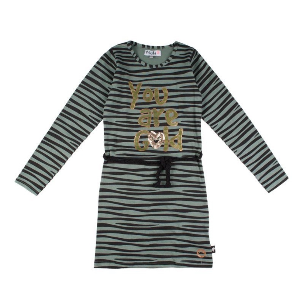 Kids Striped Dress with Gold Accents